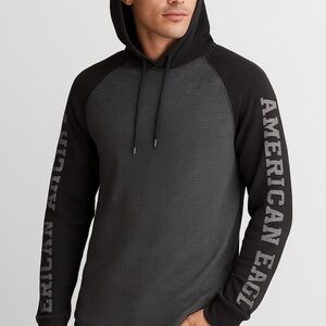 American Eagle Thermal Hoodie | Dark Gray & Black | Unisex Style Size XXL